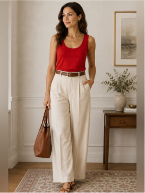 RIANI Red Stretch Sleeveless Tank Size 12 Luxury Designer Minimalist Casual